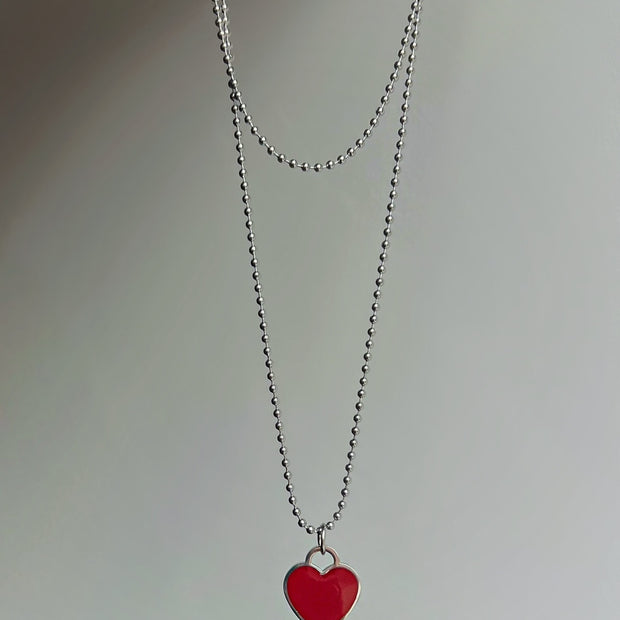 Collier Ajustable Cœur Rouge