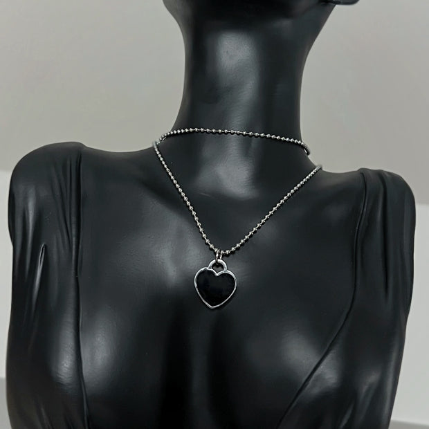 Collier Ajustable Cœur Noir