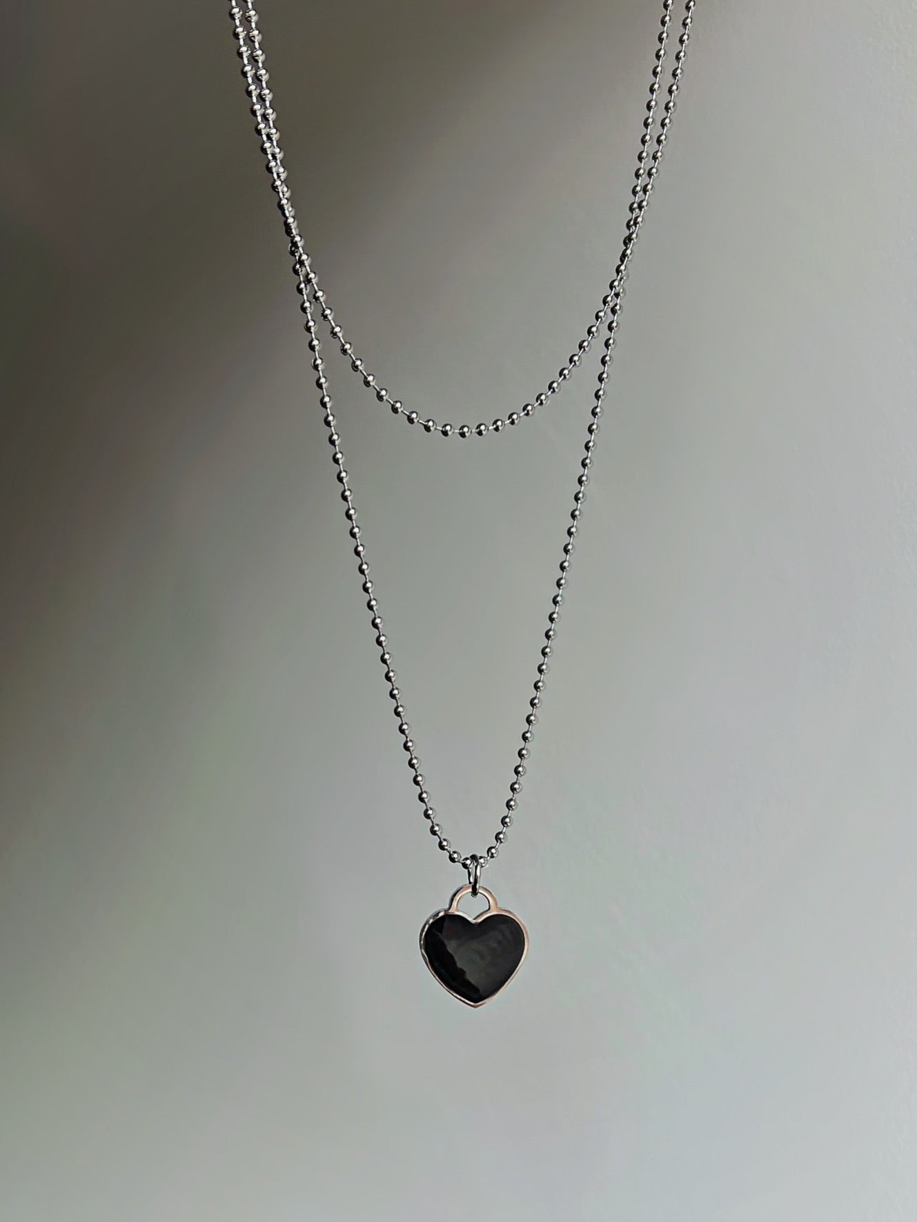 Collier Ajustable Cœur Noir