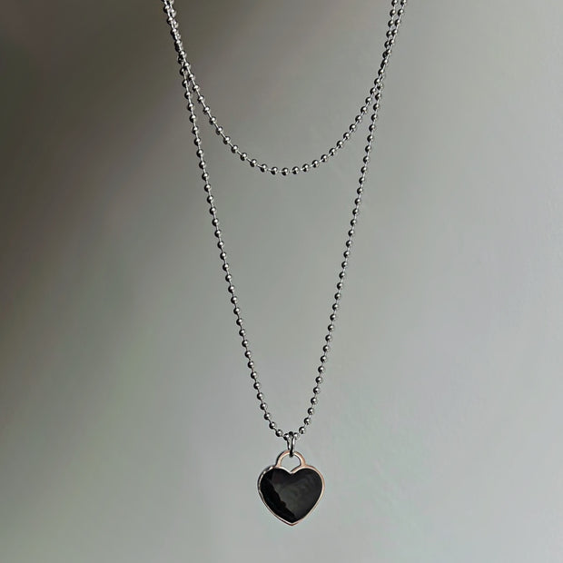 Collier Ajustable Cœur Noir